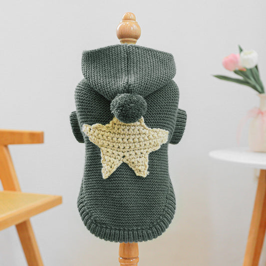 Knitted Hoodie with Star Design