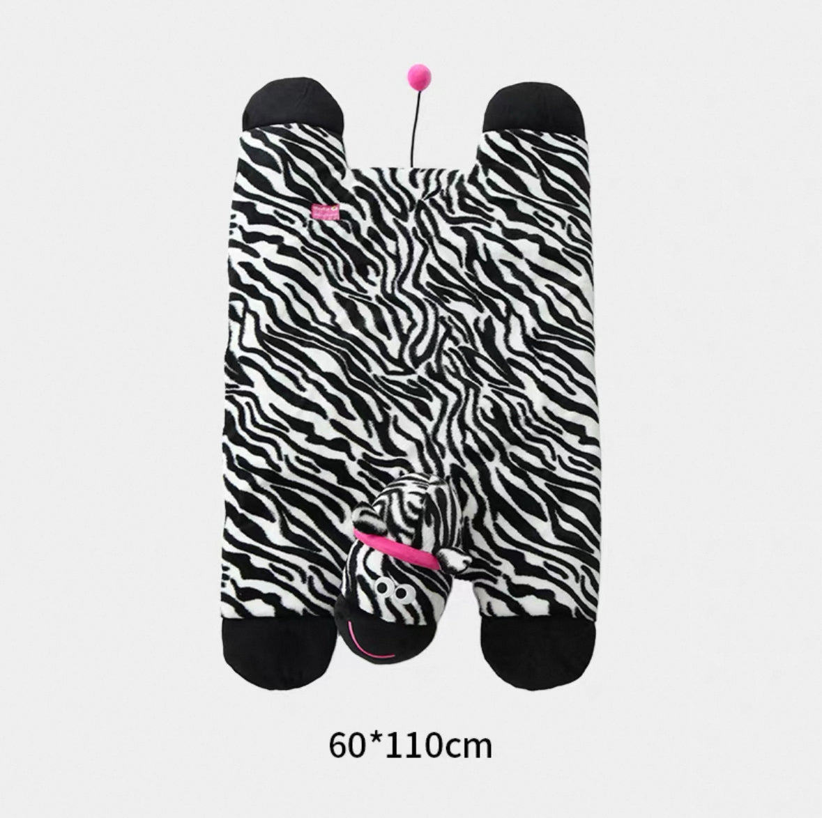 Zebra & Bear Buddy Pet Mats - Plush Comfort with Built-in Toy Fun