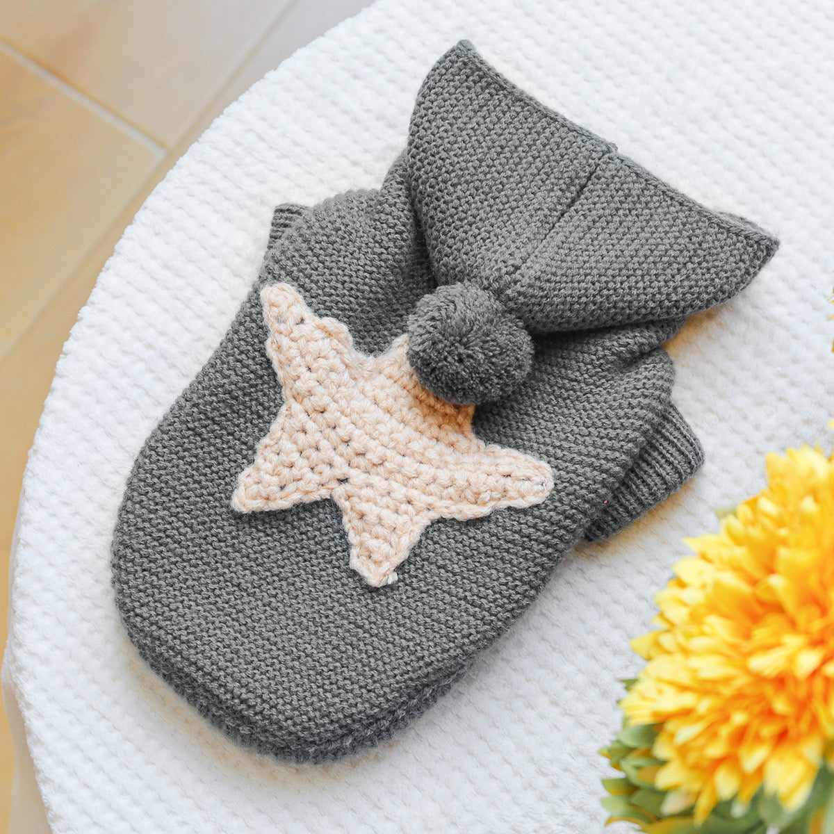 Knitted Hoodie with Star Design