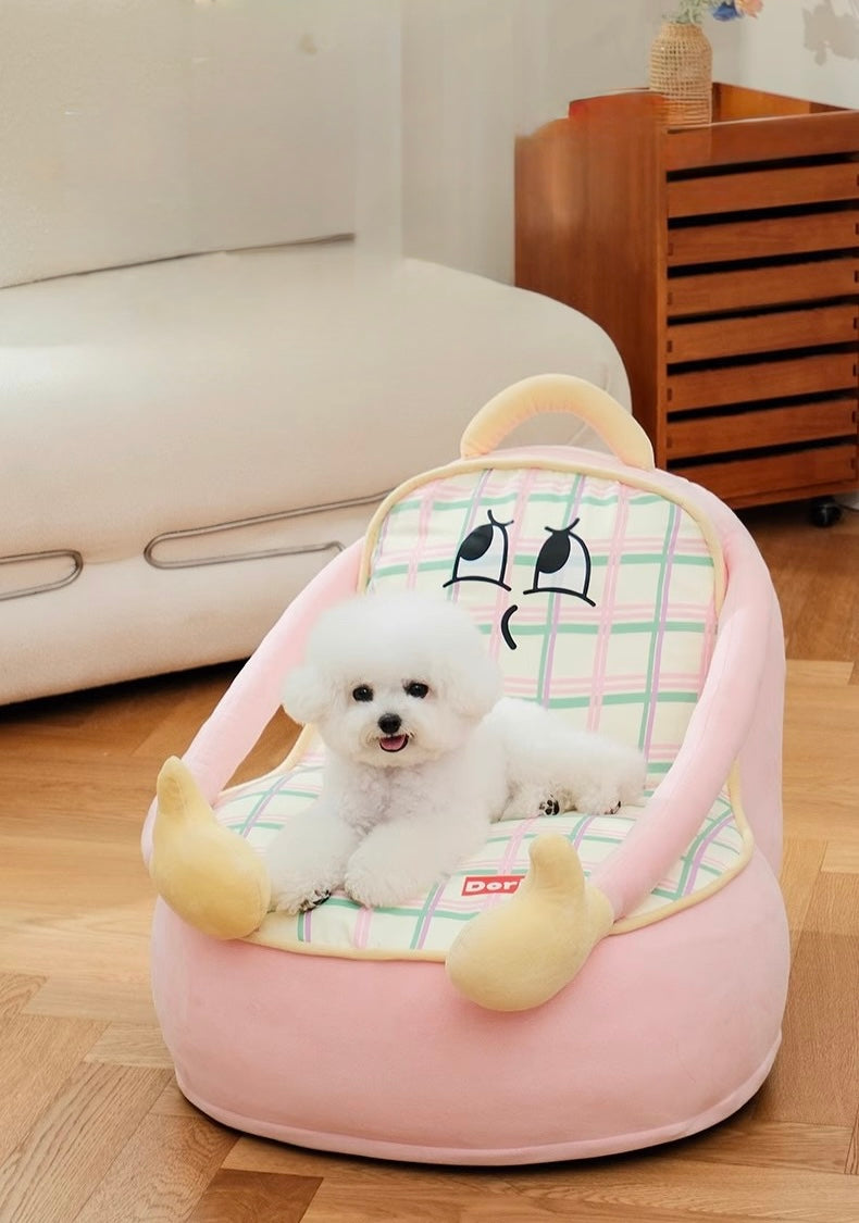 Retro Striped Sofa Bed for Pets🐾 Cozy Nest for Cats & Dogs!