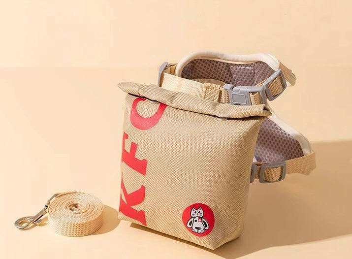 Cute Pet Hamburger & Fries Backpack Leash Set