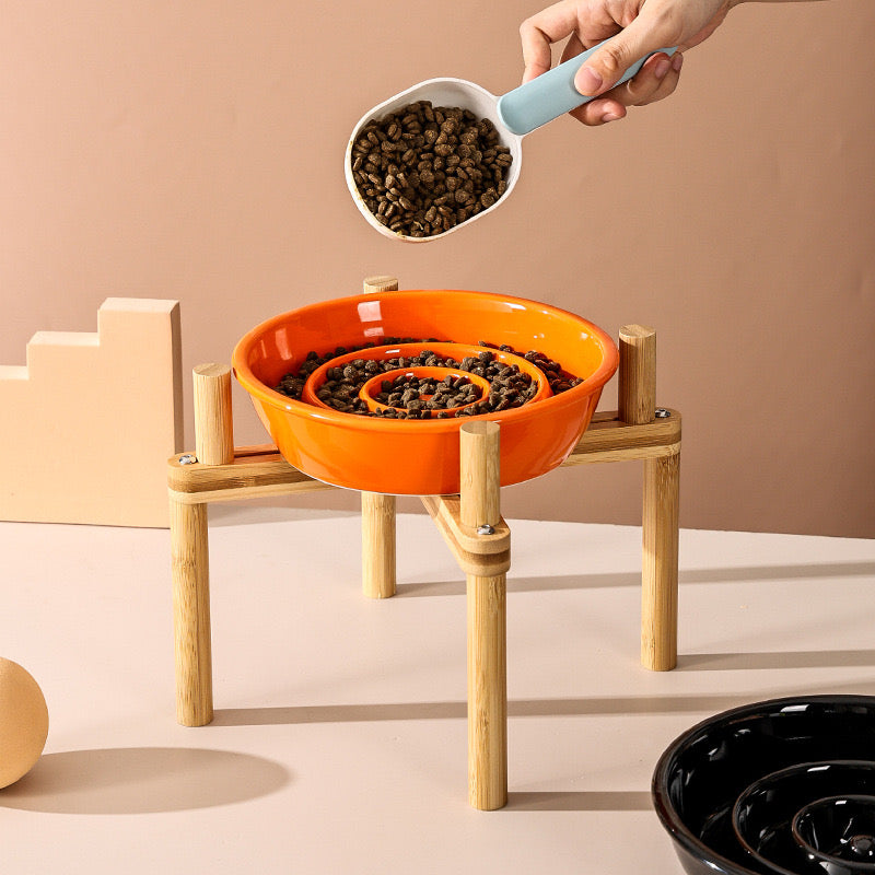 Adjustable Ceramic
Slow-Feeder Bowl with Neck-Support Stand - Anti-Choke Design