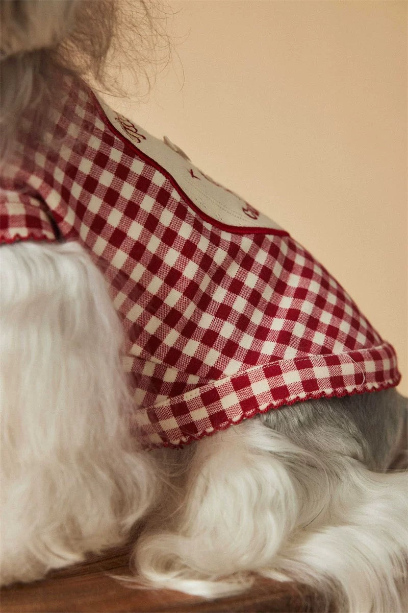 Breathable sleeveless plaid dress for pets