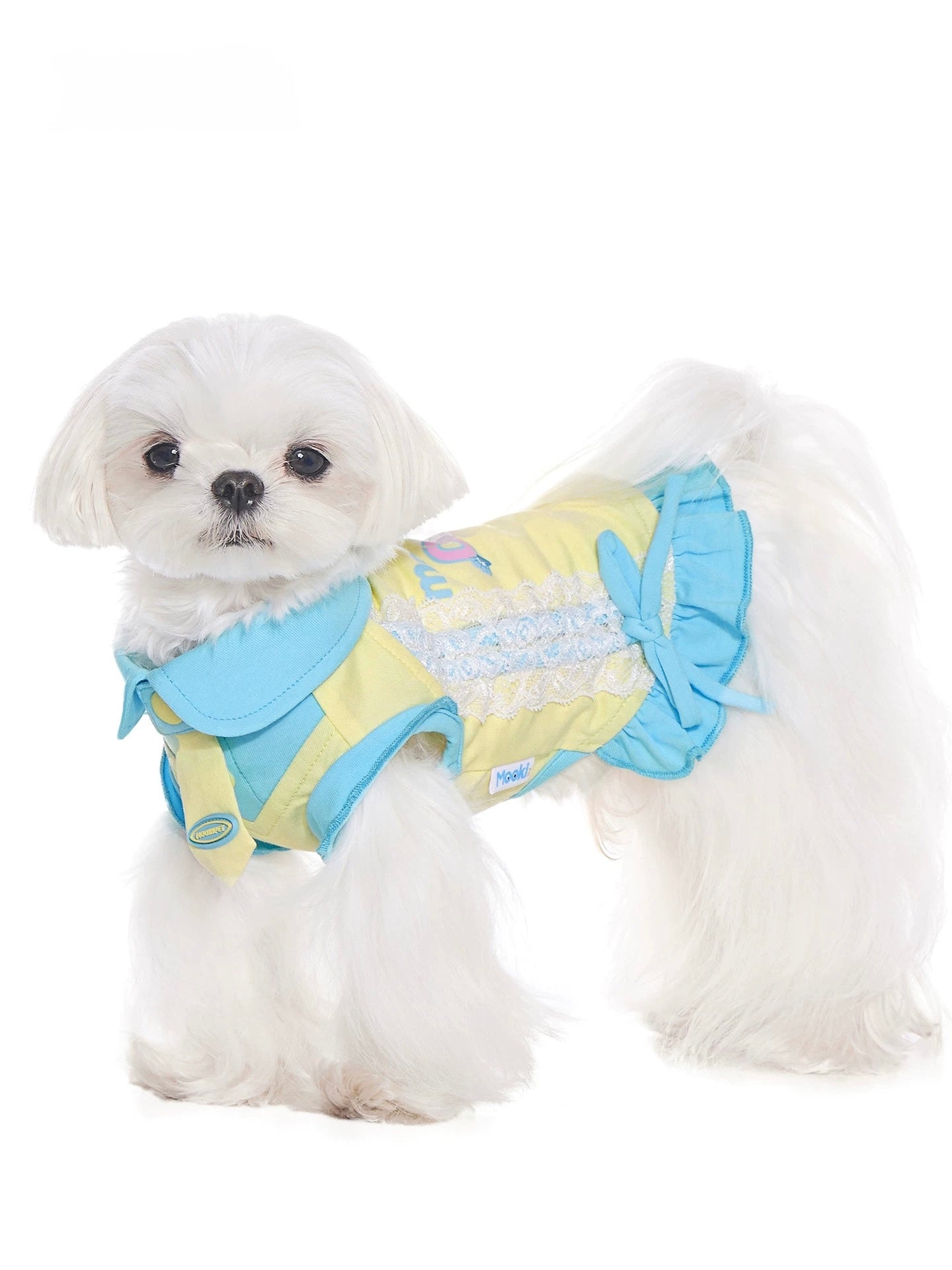 Sunny Lace Bow Dress for pets highlighting material texture and details