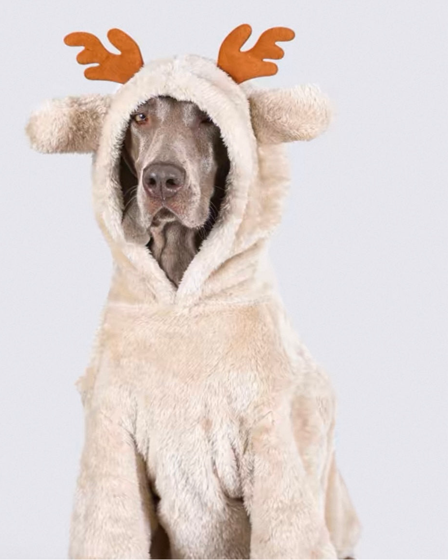 Cozy Deer-Antler Christmas Fleece Coat