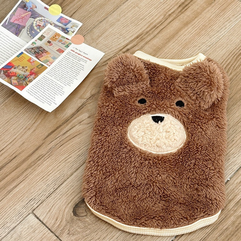 Winter Fleece Lined Warm Teddy Bear Outfit for Dogs Cute Pet Clothing