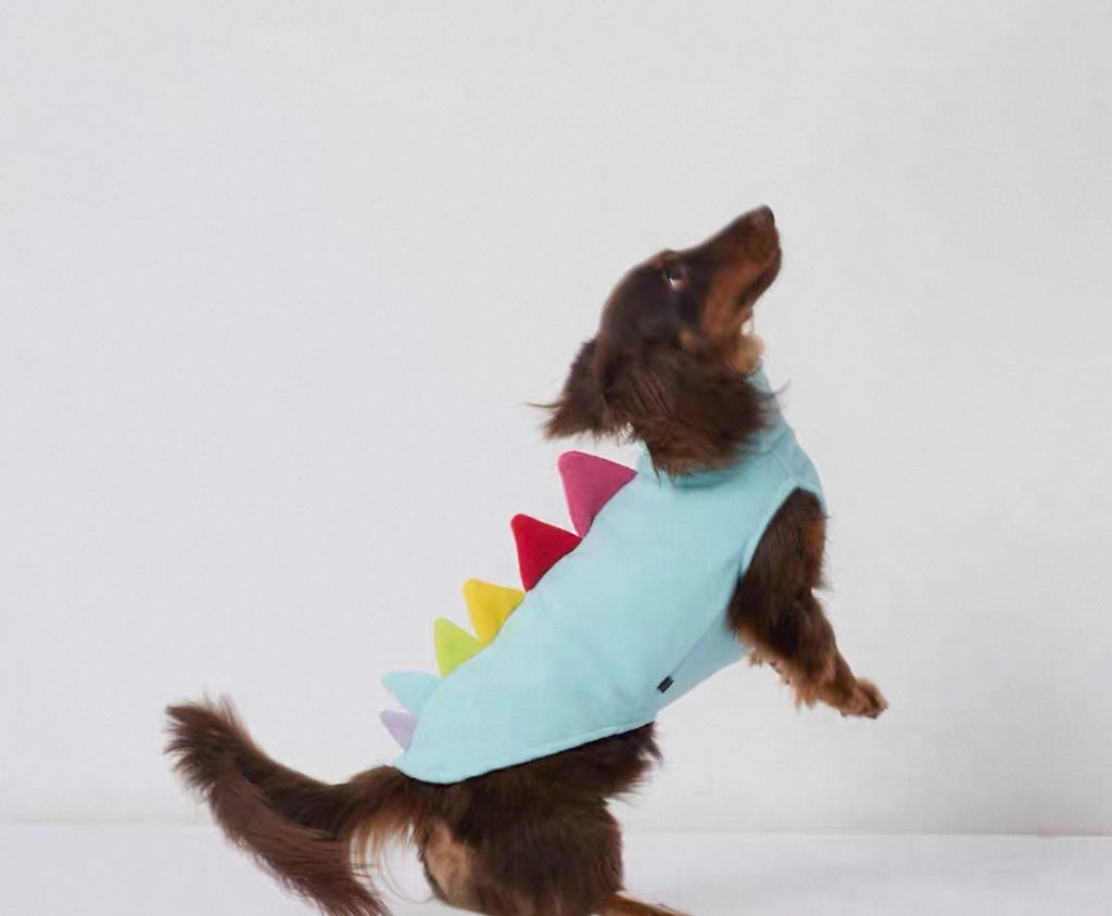 Dinosaur Pet Vest for Dachshunds, Whippets - Autumn Winter Warm Dog Clothes