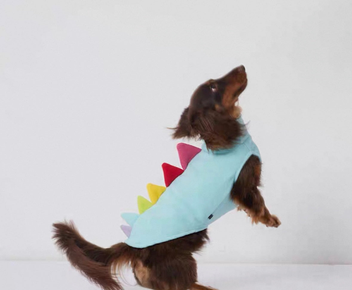 Dinosaur Pet Vest for Dachshunds, Whippets - Autumn Winter Warm Dog Clothes