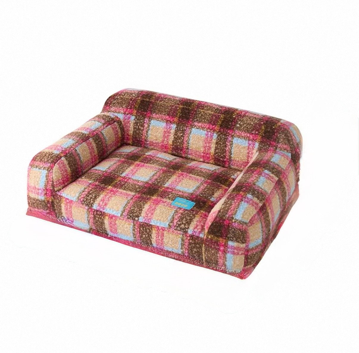 Toffee Tart Sofa for pets in pink-plus-size; mondrian-standard-size shade showing full front design and overall look