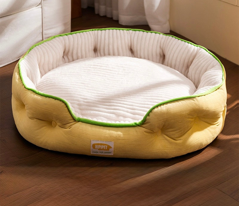 "Cozy Oval Dog Bed for Deep Sleep - Thickened, Warm & Soft Pet Nest for Small to Large Dogs"
