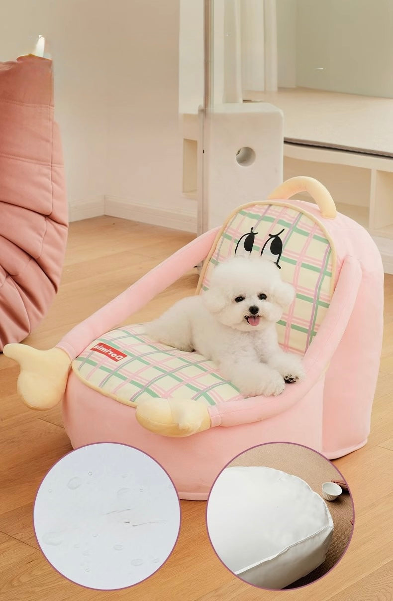 Retro Striped Sofa Bed for Pets🐾 Cozy Nest for Cats & Dogs!