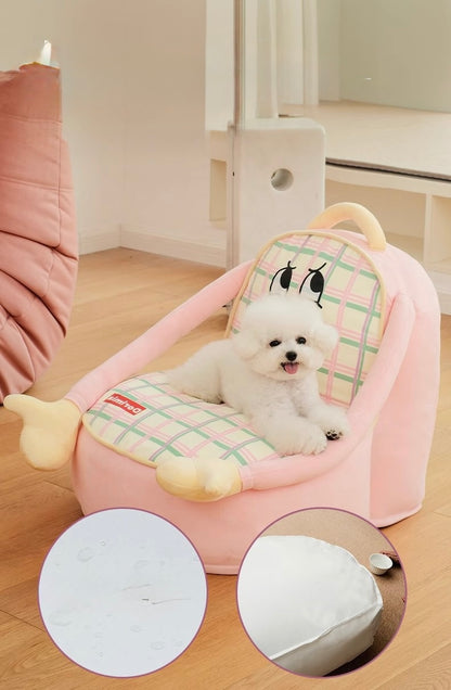 Retro Striped Sofa Bed for Pets🐾 Cozy Nest for Cats & Dogs!