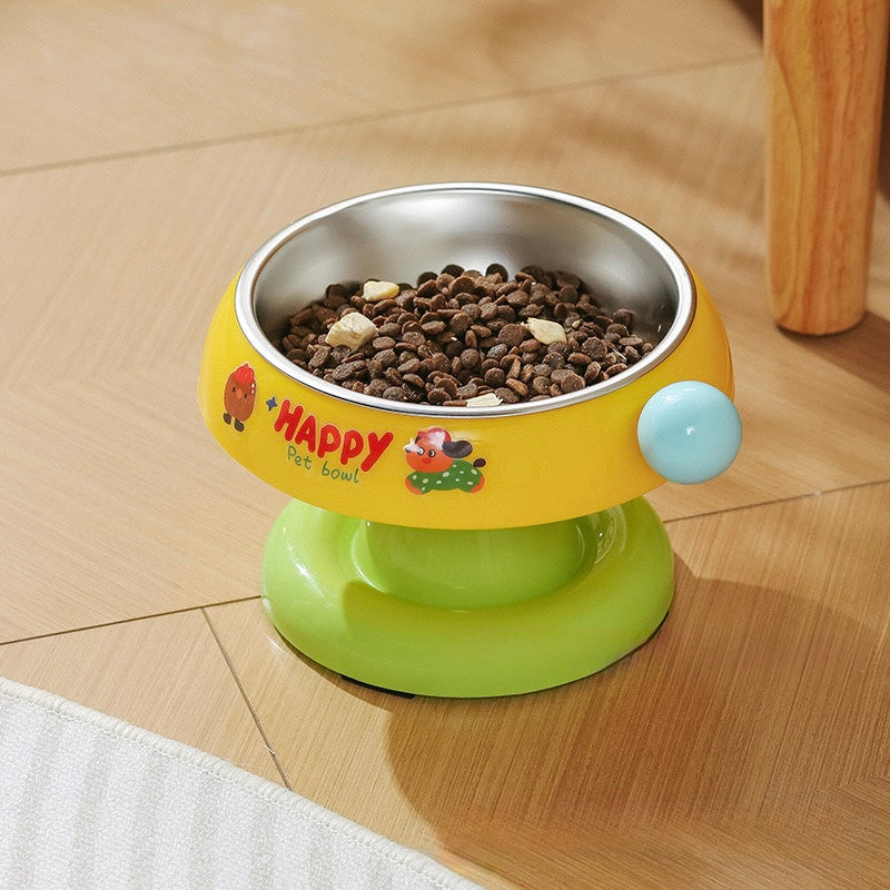 Stainless Steel Pet Bowl -
Cute Anti-Spill Elevated Cat & Dog Bowl for Neck Protection
