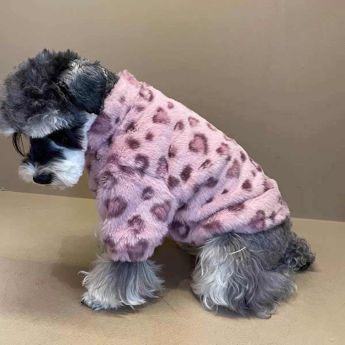 Pink Leopard Faux Fur
Coat - For Small & Medium
Dogs