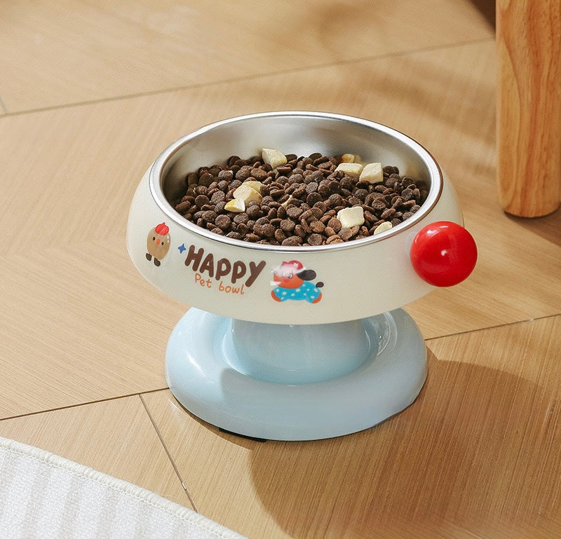 Stainless Steel Pet Bowl -
Cute Anti-Spill Elevated Cat & Dog Bowl for Neck Protection