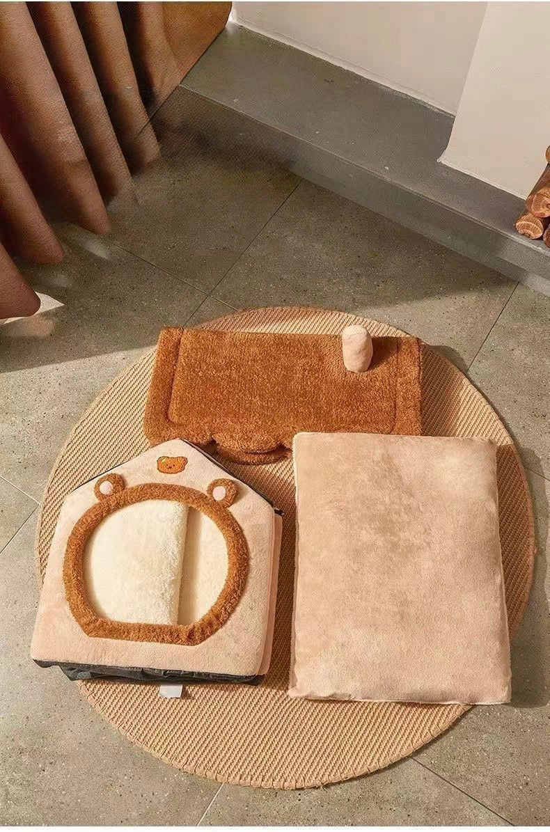Washable Semi-Enclosed Pet House Bed