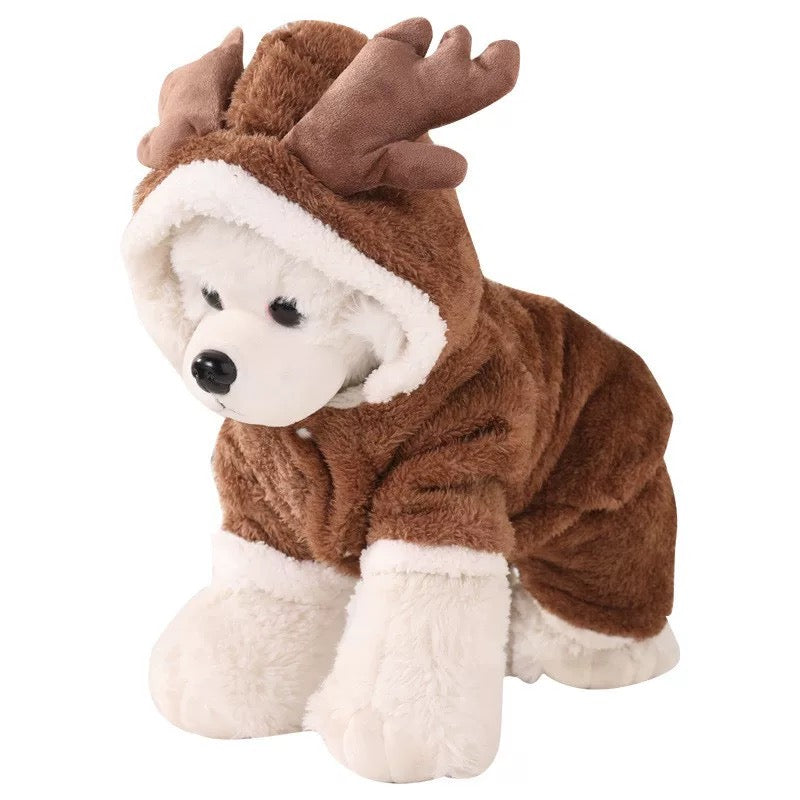 Reindeer Christmas Jumpsuit for Small & Medium Dogs Cozy, Full Body Shedding Protection