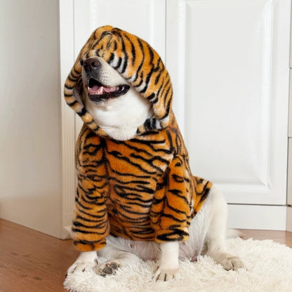 Cozy Tiger-Pattern Winter Coat – Sizes for Medium & Large Dogs