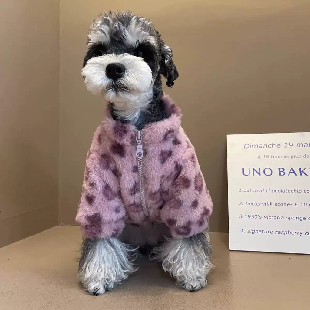 Pink Leopard Faux Fur
Coat - For Small & Medium
Dogs