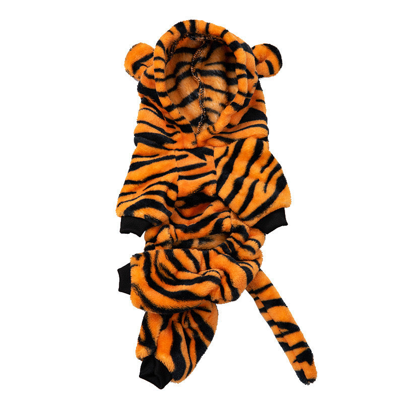 Fleece-Lined Tiger
Costume for Small Dogs - Four-Legged Pet Outfit,
Warm & Cozy