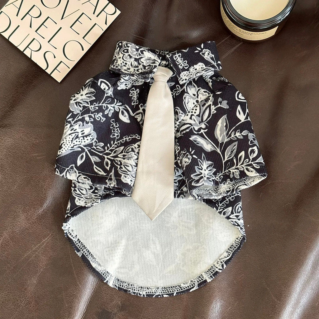 A corduroy shirt paired with a tie suits large dogs perfectly