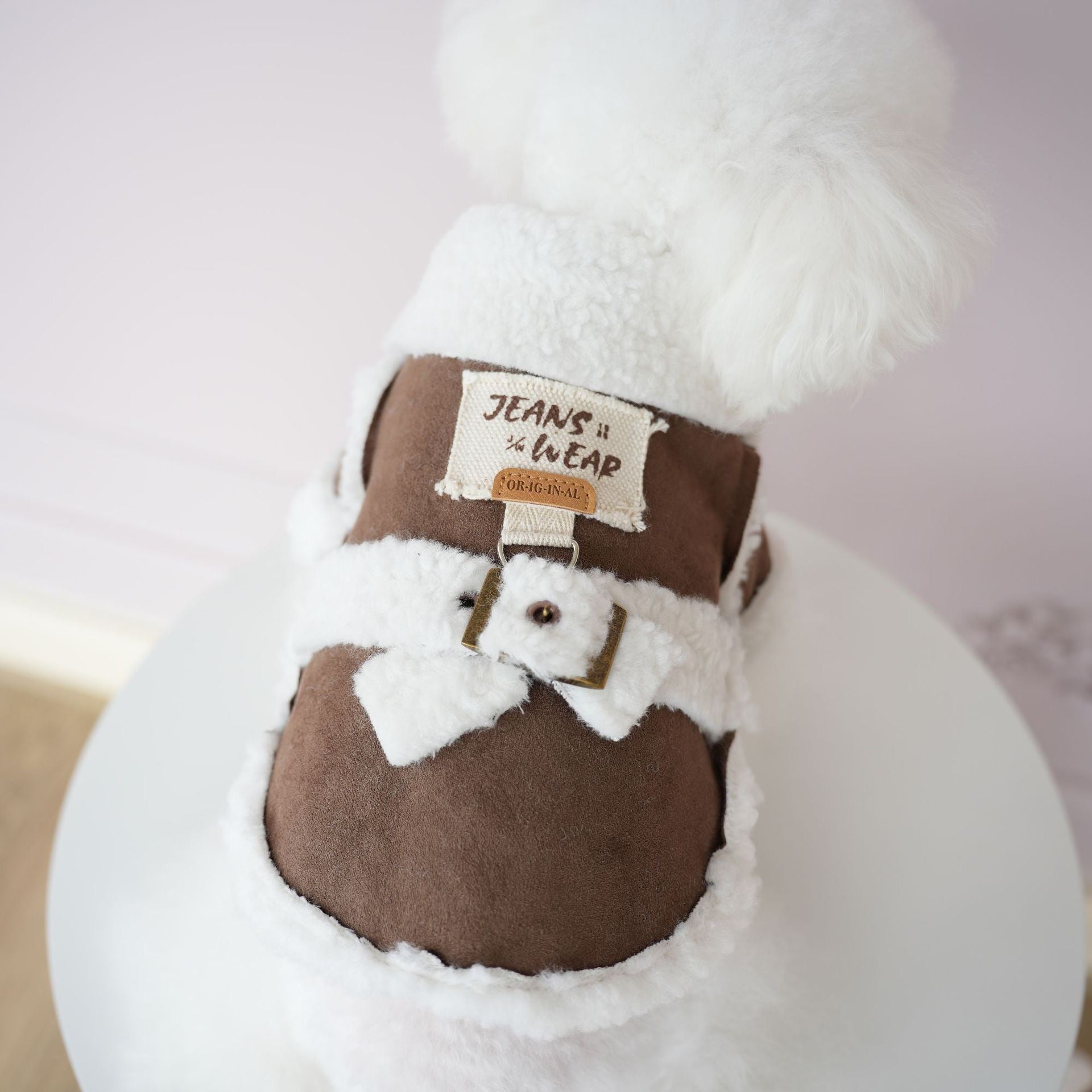 Soft Suede-Style Lamb Fleece Winter Outfit for Pets - Two-Legged Design