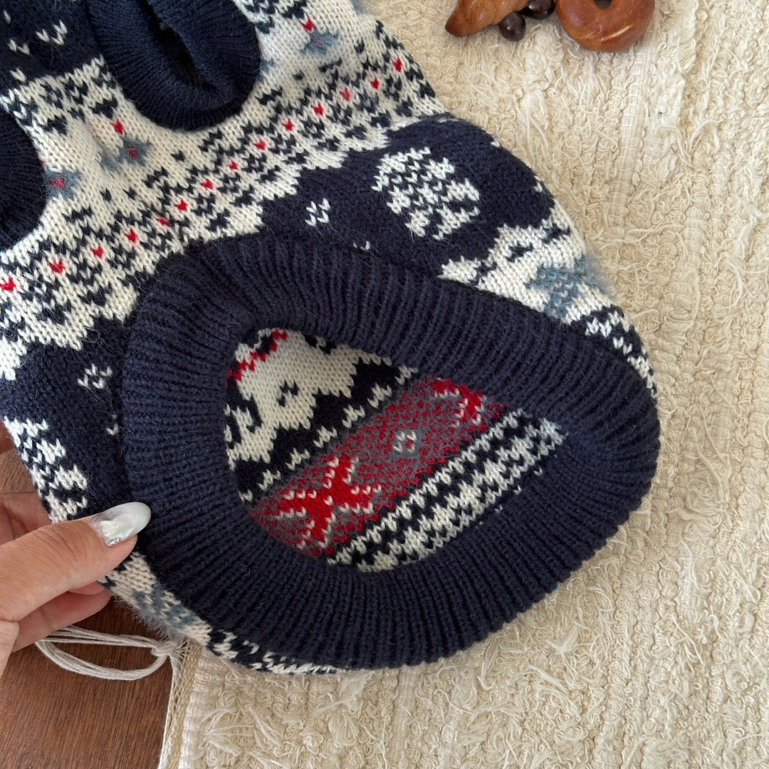 Festive Hooded Pet Sweater - Cozy Christmas Knitwear for Winter