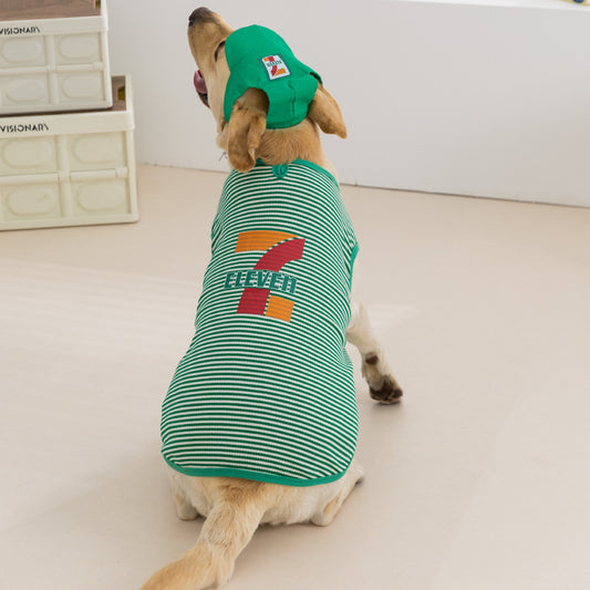Lightweight Striped Sleeveless Hoodie for Large Dogs - Two-Leg Design with Bonus Hat