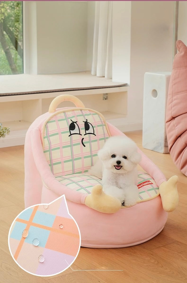 Retro Striped Sofa Bed for Pets🐾 Cozy Nest for Cats & Dogs!