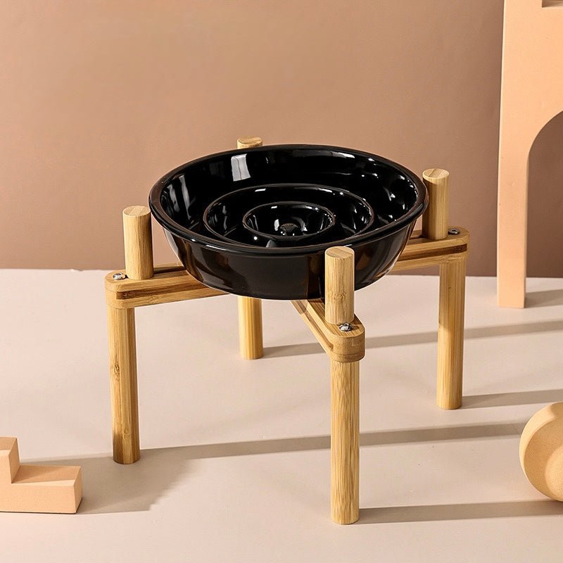 Adjustable Ceramic
Slow-Feeder Bowl with Neck-Support Stand - Anti-Choke Design