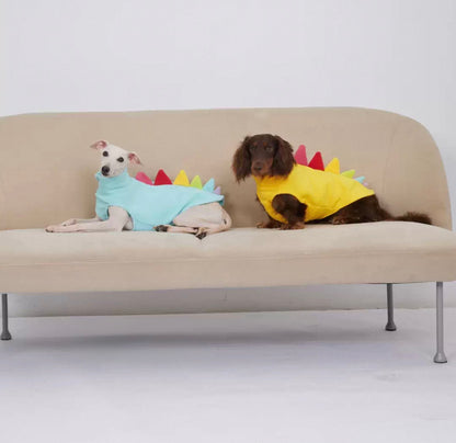 Dinosaur Pet Vest for Dachshunds, Whippets - Autumn Winter Warm Dog Clothes