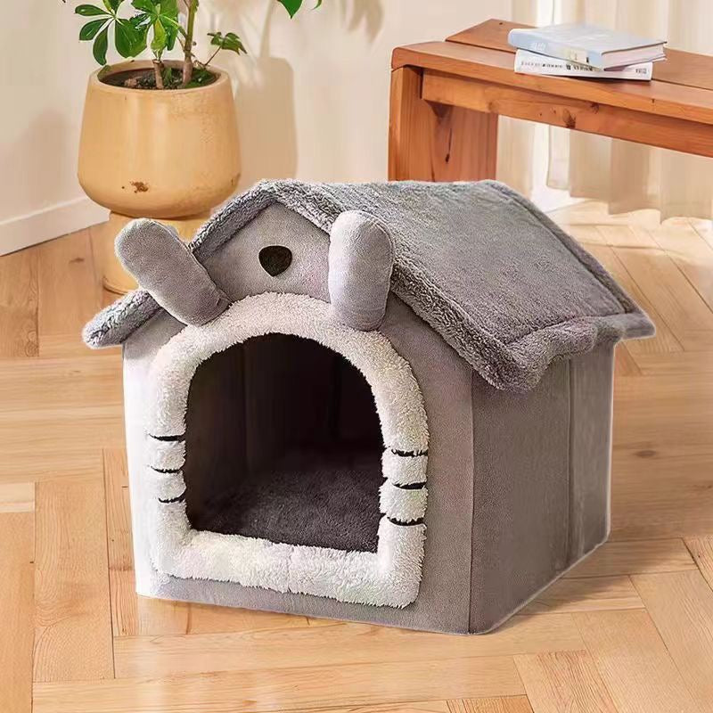 Washable Semi-Enclosed Pet House Bed