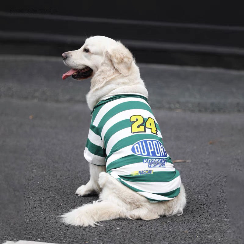 Dog Striped T - Shirt with Racing Elements
