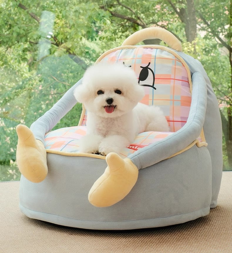 Retro Striped Sofa Bed for Pets🐾 Cozy Nest for Cats & Dogs!