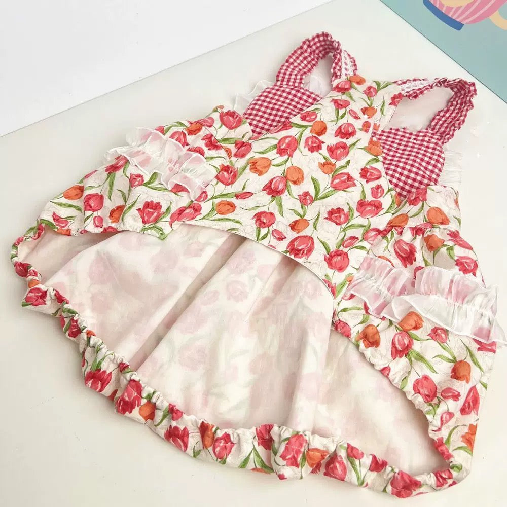 Floral Princess Dog Dress with Bow – Medium & Large Dogs