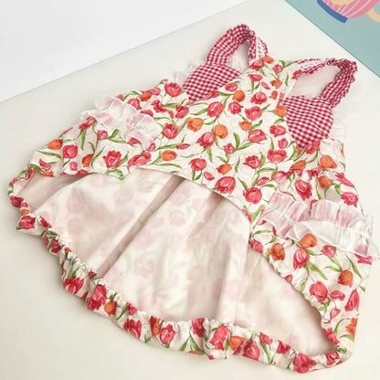 Floral Princess Dog Dress with Bow – Medium & Large Dogs