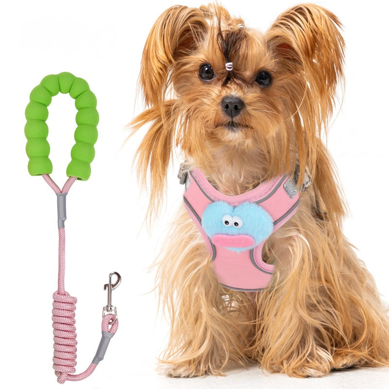 Adjustable Cartoon Dog
Harness Leash Set - Vest Style, Anti-Escape Design for Walking Pets