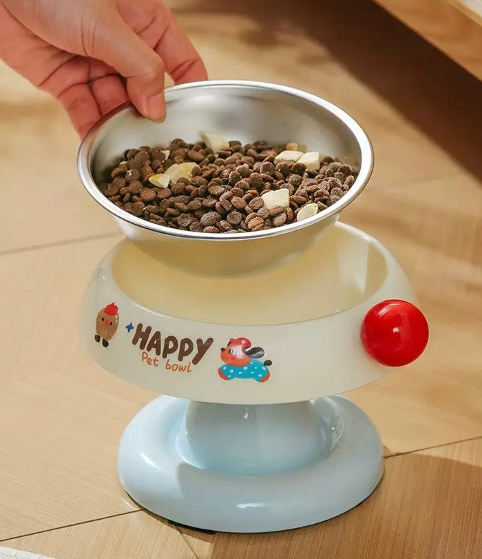 Stainless Steel Pet Bowl -
Cute Anti-Spill Elevated Cat & Dog Bowl for Neck Protection