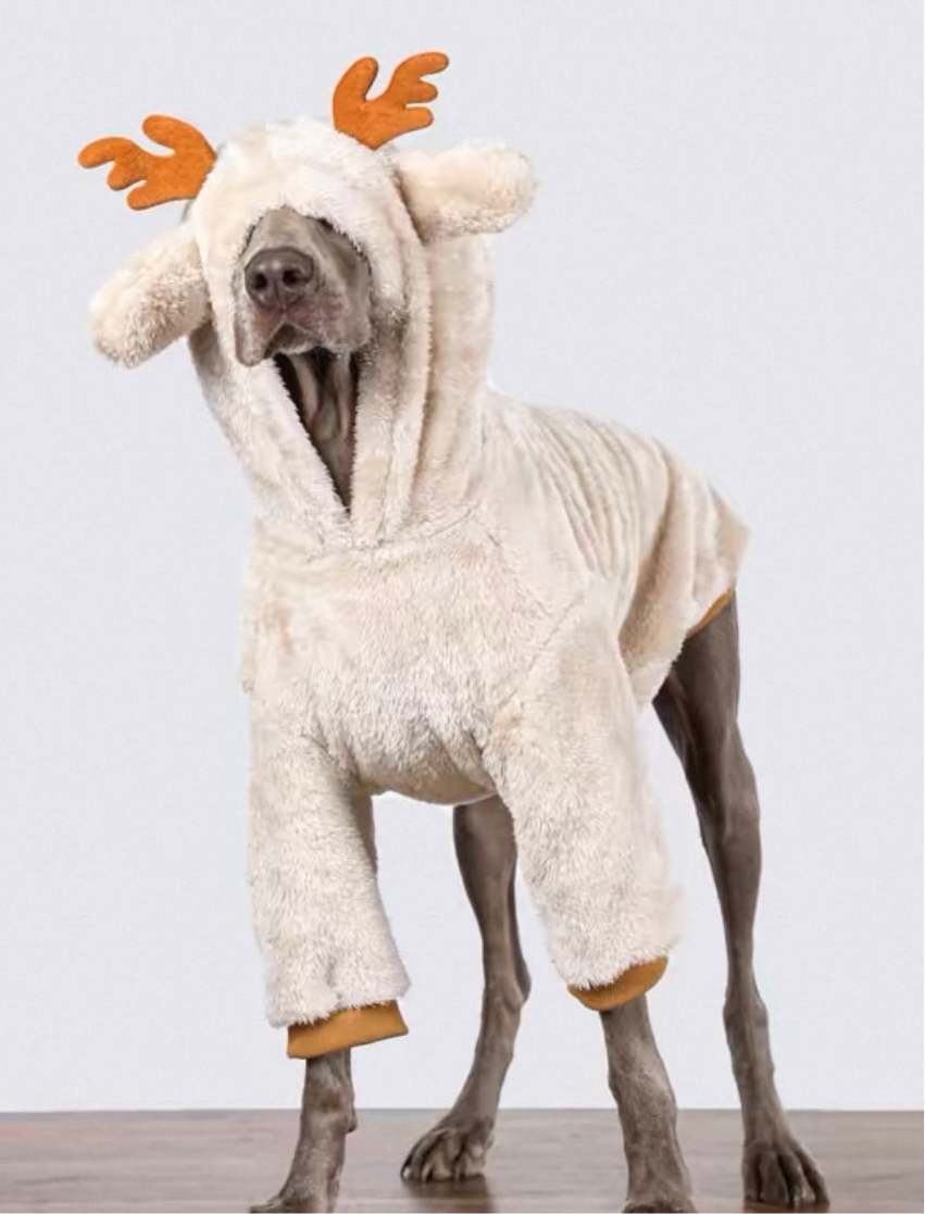 Cozy Deer-Antler Christmas Fleece Coat