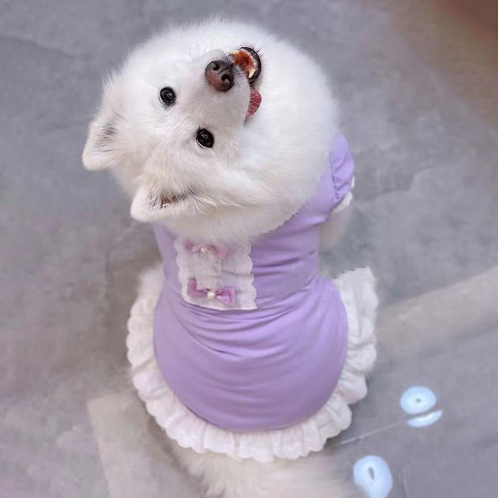 Lavender Layered
Princess Dress with Puff
Sleeves & Bow - For Medium & Large Dogs