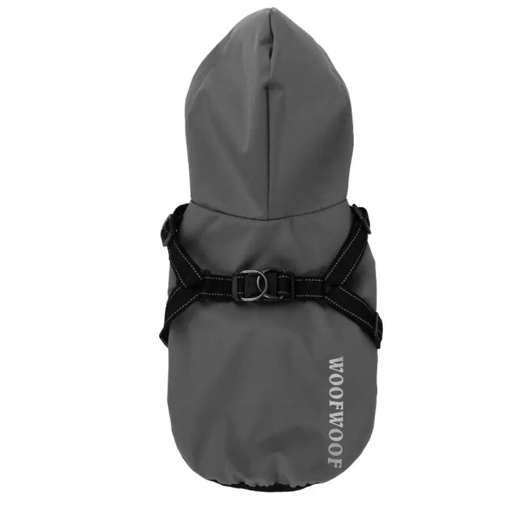 Outdoor Reflective
Waterproof Raincoat with Integrated Harness for
Small Dogs