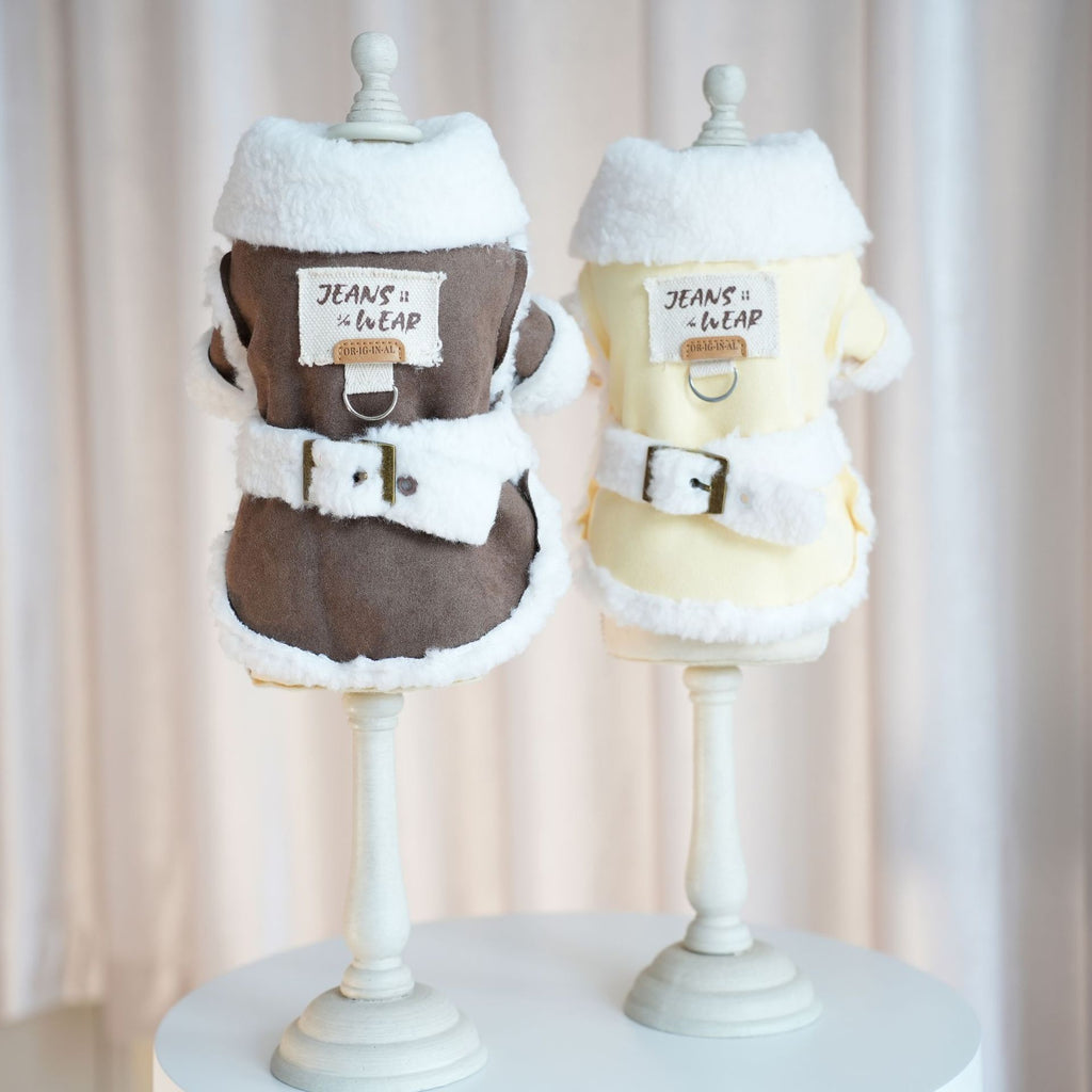 Soft Suede-Style Lamb Fleece Winter Outfit for Pets - Two-Legged Design