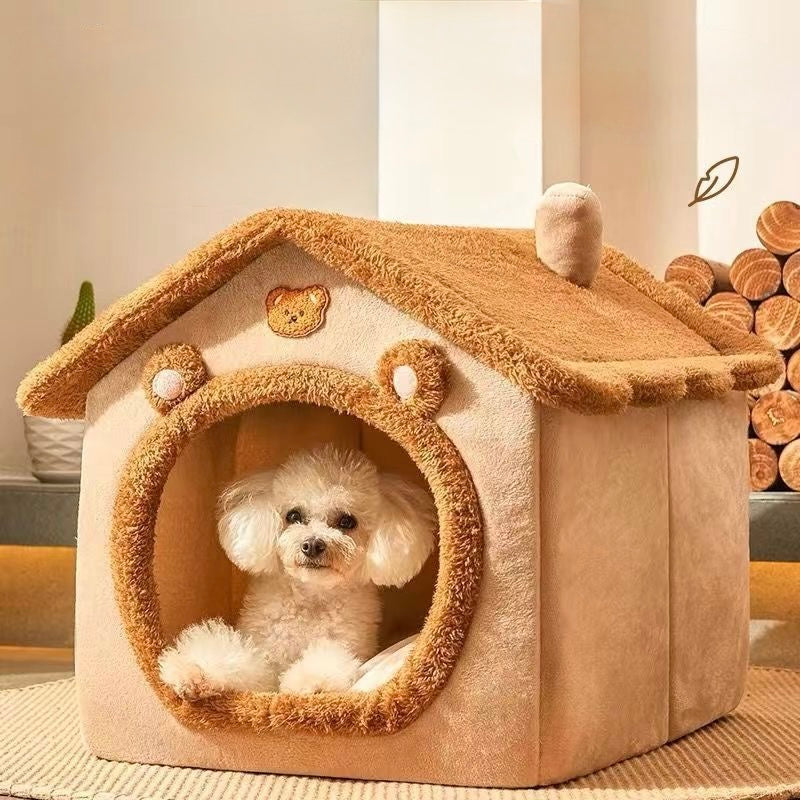 Washable Semi-Enclosed Pet House Bed