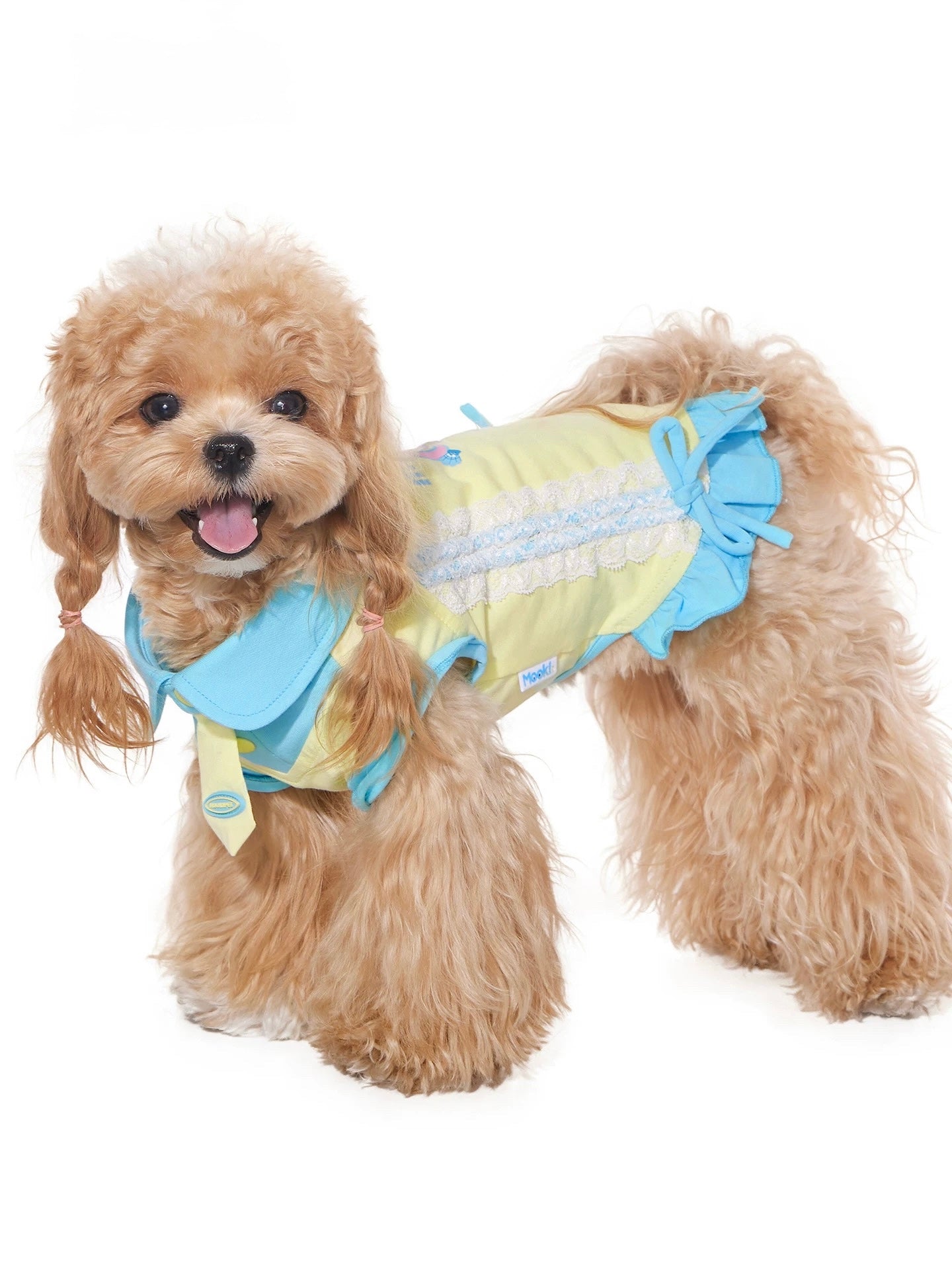 Sunny Lace Bow Dress for pets showing side profile and structure