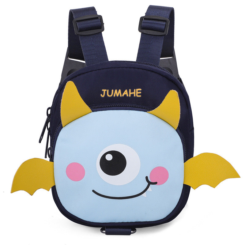 Monster dog self-carrying backpack with detachable leash