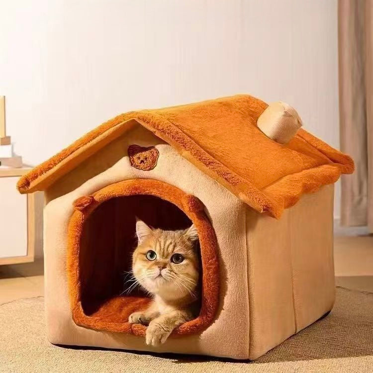 Washable Semi-Enclosed Pet House Bed