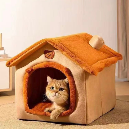 Washable Semi-Enclosed Pet House Bed