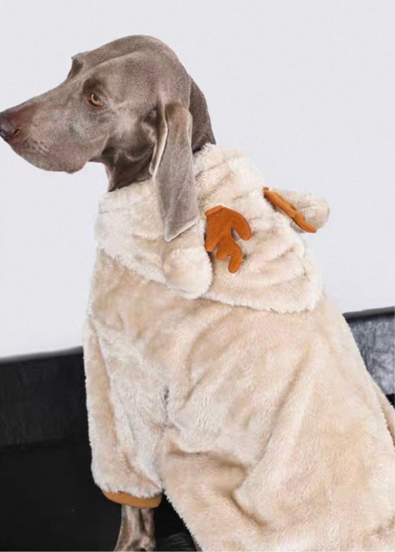 Cozy Deer-Antler Christmas Fleece Coat