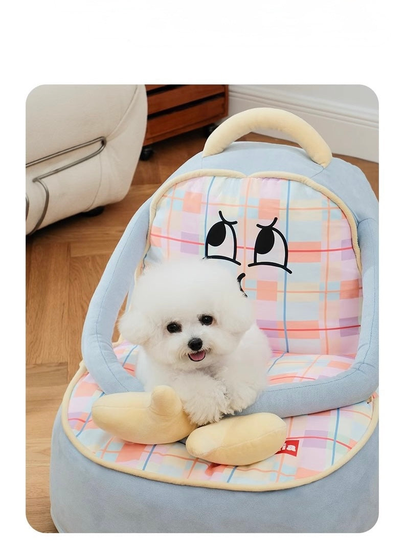 Retro Striped Sofa Bed for Pets🐾 Cozy Nest for Cats & Dogs!