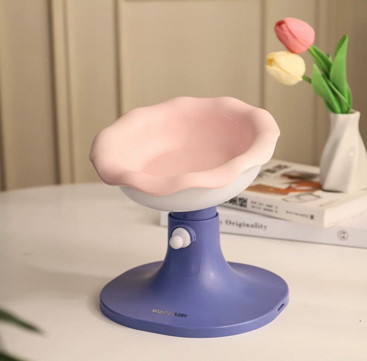 Adjustable Ceramic Cat
Bowl with Elevated Stand - Wide Mouth, Anti-Spill Design, Neck Protection